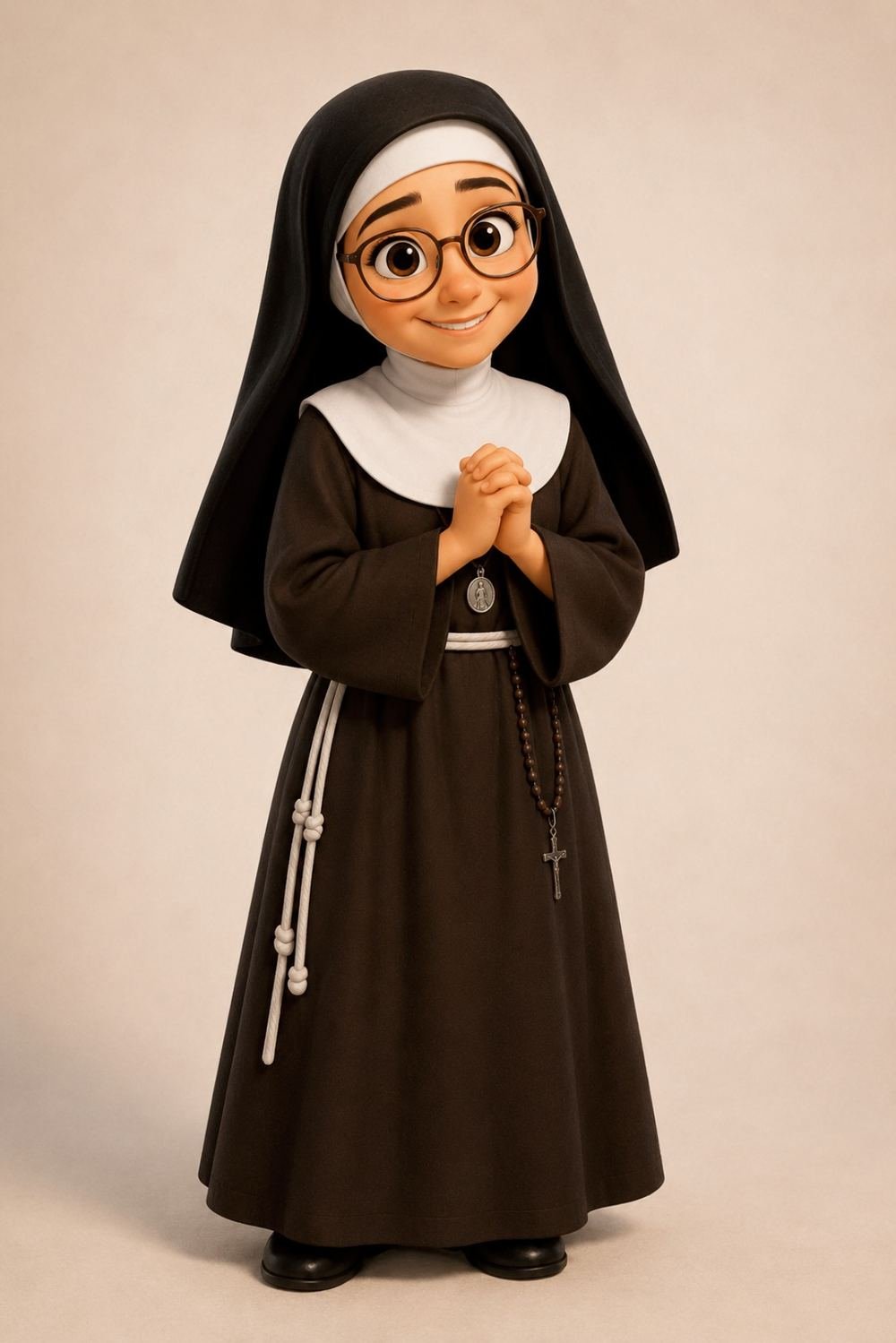Ilustración de una hermana clarisa en oración